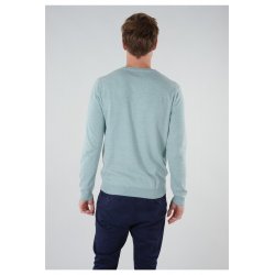 Pull vert d'eau chiné double col V Deeluxe homme