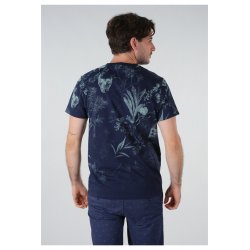 T-shirt bleu marine imprimé floral Deeluxe homme