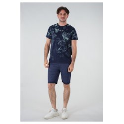 T-shirt bleu marine imprimé floral Deeluxe homme