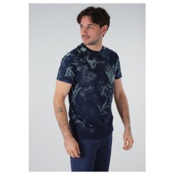 T-shirt bleu marine imprimé floral Deeluxe homme