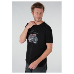 T-shirt noir Motorcycle Deeluxe homme