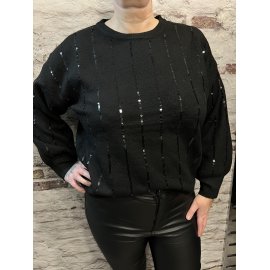 Pull noir sequins taille unique femme