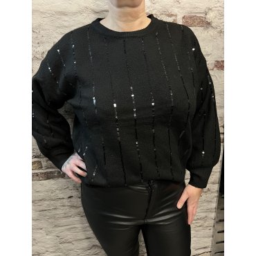 Pull noir sequins taille unique femme