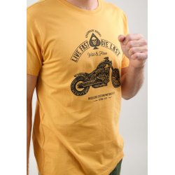 T-shirt jaune moto tête de mort Deeluxe