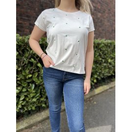 T-shirt blanc broderie cœur vert Emma Ella