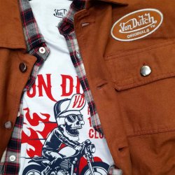 T-shirt blanc flammé Rider Von Dutch homme