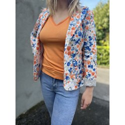 Blazer blanc imprimé fleuri femme