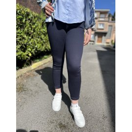 Pantalon bleu foncé coupe slim femme