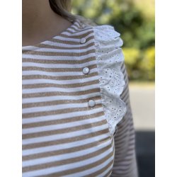 Pull rayures lurex volants épaules femme