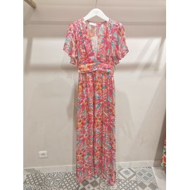 Robe longue imprimé rose Emma Ella N6141-1