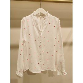 Blouse blanche cœur rouge imprimé Emma Ella N6012-9