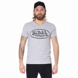 T-shirt gris col V Von Dutch homme
