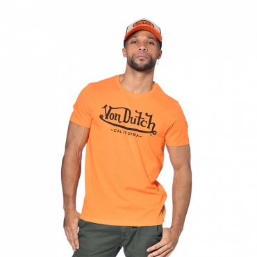 T-shirt orange Von Dutch homme