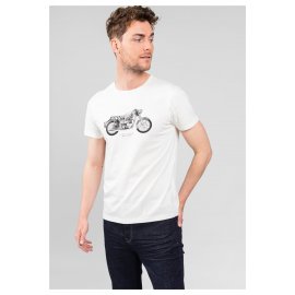 T-shirt blanc imprim moto Deeluxe homme